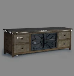 Hot Wohnen Design Lowboard mit Glas Metalltüren - Everton