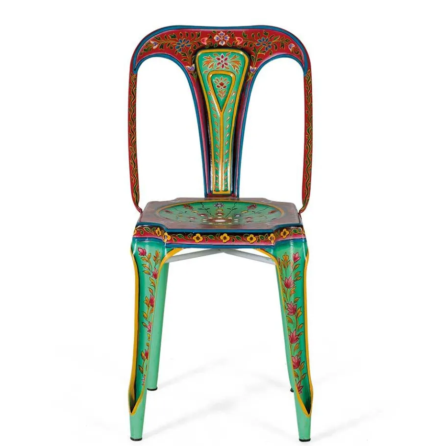 Online Wohnen Design Metallstühle Bunt - floral gemustert - Numento (2er Set)