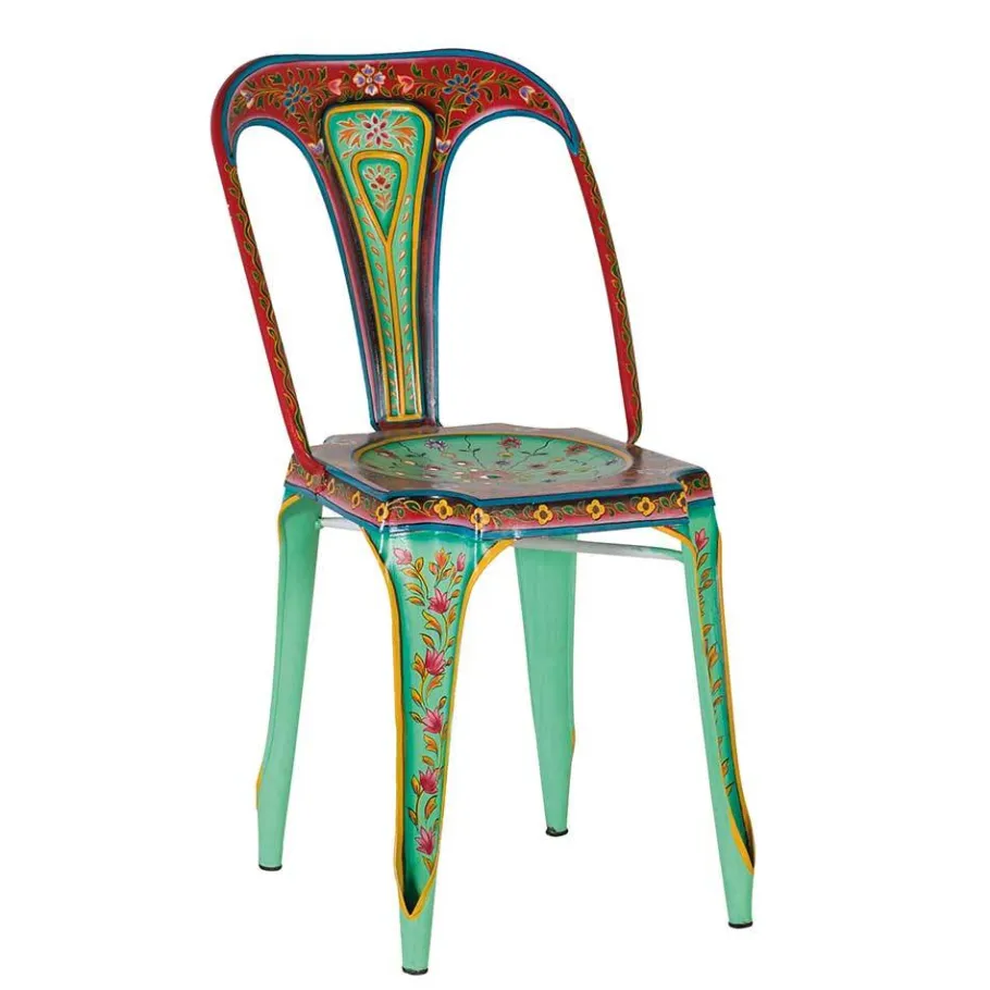 Online Wohnen Design Metallstühle Bunt - floral gemustert - Numento (2er Set)