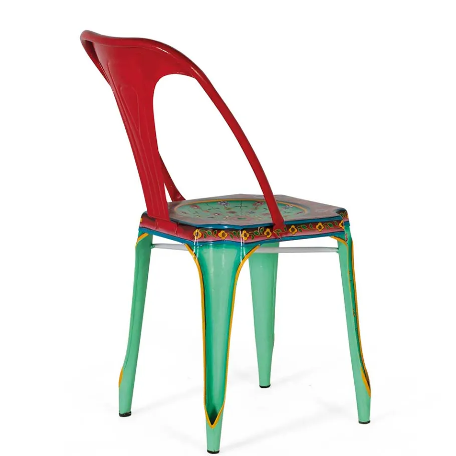 Online Wohnen Design Metallstühle Bunt - floral gemustert - Numento (2er Set)
