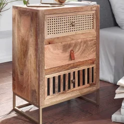 Online Wohnen Design Nachtkommode aus Holz & Rattan - Kanados