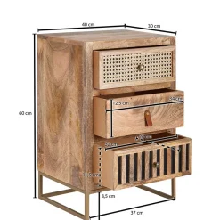 Online Wohnen Design Nachtkommode aus Holz & Rattan - Kanados