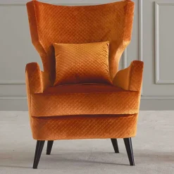 Online Wohnen Design Ohrensessel in Orange Samt - Magross