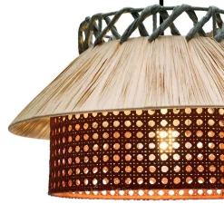 Hot Wohnen Design Pendelleuchte aus Raffia Bast Geflecht - Endjos
