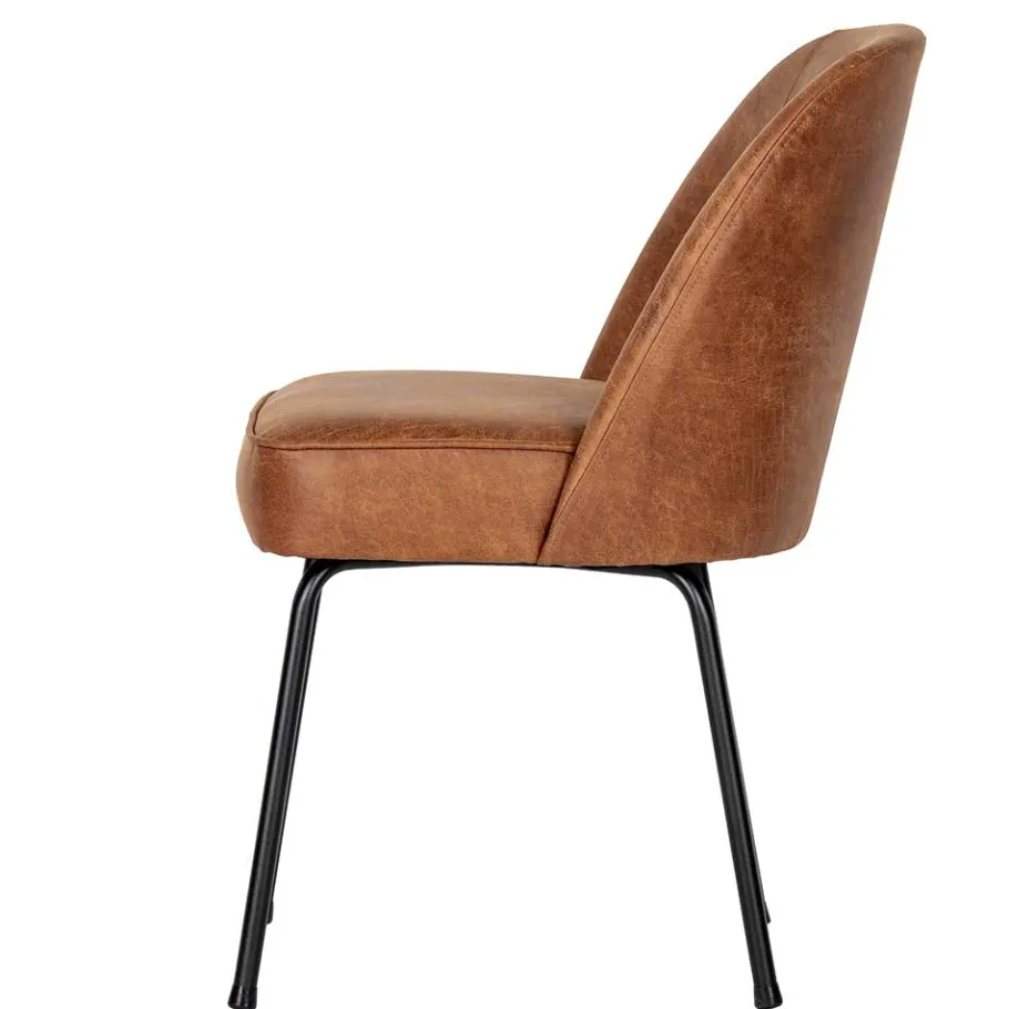 Best Wohnen Design Recyclingleder Stuhl in Braun - Kegadamo (2er Set)