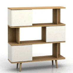 New Wohnen Design Scandi Standregal mit 3 Türen - Jendren I