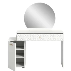 Discount Wohnen Design Schminkkommode mit rundem Spiegel - Ustabo