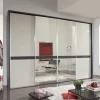 New Wohnen Design Schrank mit Spiegel & Glas Front Hellgrau - Capolyna
