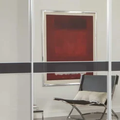 New Wohnen Design Schrank mit Spiegel & Glas Front Hellgrau - Capolyna