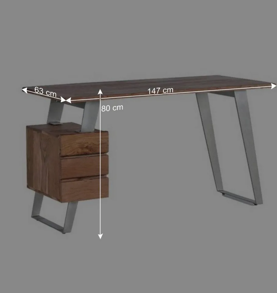 Hot Wohnen Design Schreibtisch aus Akazienholz mit Baumkante - Banjee