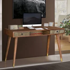 Outlet Wohnen Design Schreibtisch aus Mangoholz und Metall - Filurina
