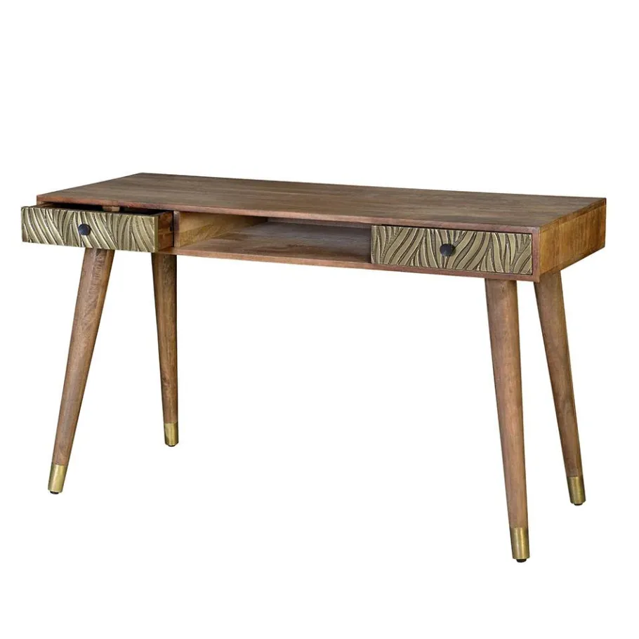Outlet Wohnen Design Schreibtisch aus Mangoholz und Metall - Filurina