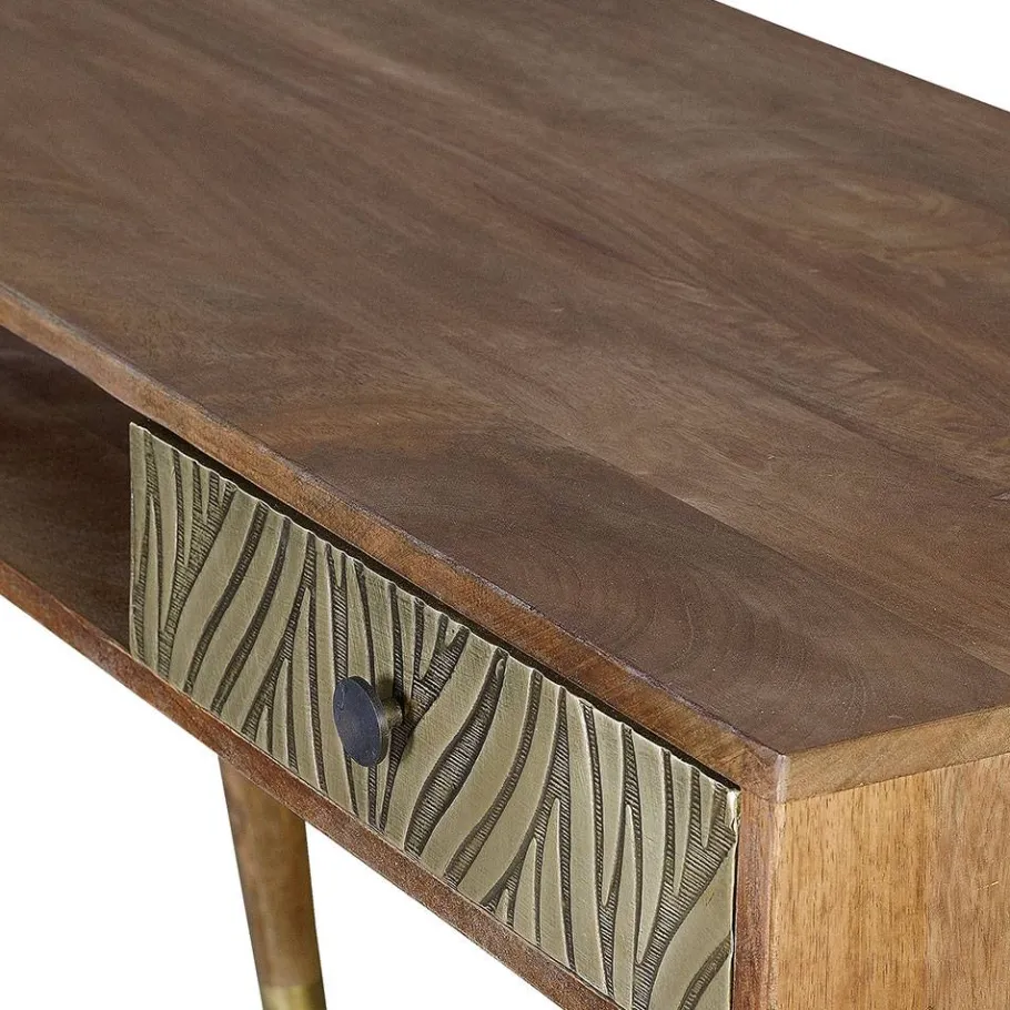 Outlet Wohnen Design Schreibtisch aus Mangoholz und Metall - Filurina