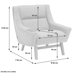 Sale Wohnen Design Sessel in Hellgrau - Crutina