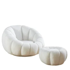 Wohnen Design Sessel mit Hocker Set - Zyrano (zweiteilig)