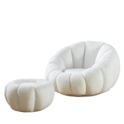 Wohnen Design Sessel mit Hocker Set - Zyrano (zweiteilig)