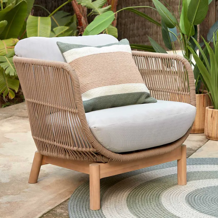 Online Wohnen Design Sessel Set aus Geflecht Kordel Beige - Kiranzo (2er Set)