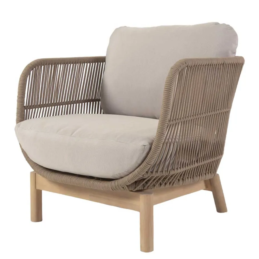 Online Wohnen Design Sessel Set aus Geflecht Kordel Beige - Kiranzo (2er Set)