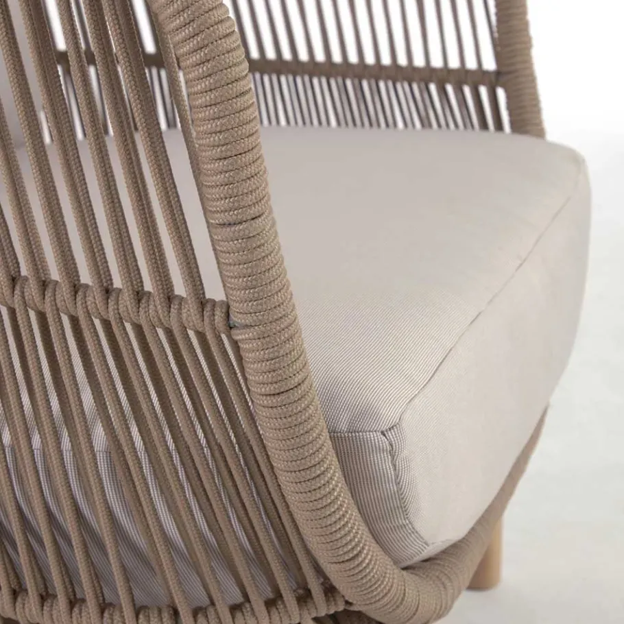 Online Wohnen Design Sessel Set aus Geflecht Kordel Beige - Kiranzo (2er Set)