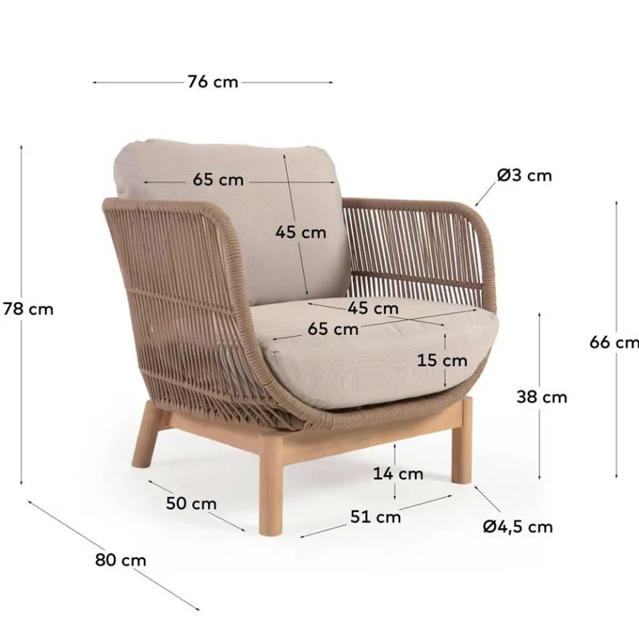 Online Wohnen Design Sessel Set aus Geflecht Kordel Beige - Kiranzo (2er Set)