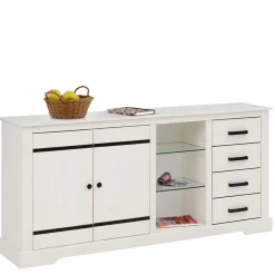 Hot Wohnen Design Sideboard in Weiß mit Schwarz - Manduza