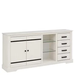 Hot Wohnen Design Sideboard in Weiß mit Schwarz - Manduza