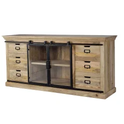 Outlet Wohnen Design Sideboard mit Glas Schiebetüren - Draschna