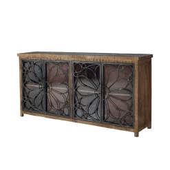Discount Wohnen Design Sideboard mit vier Glas Metalltüren - Everton