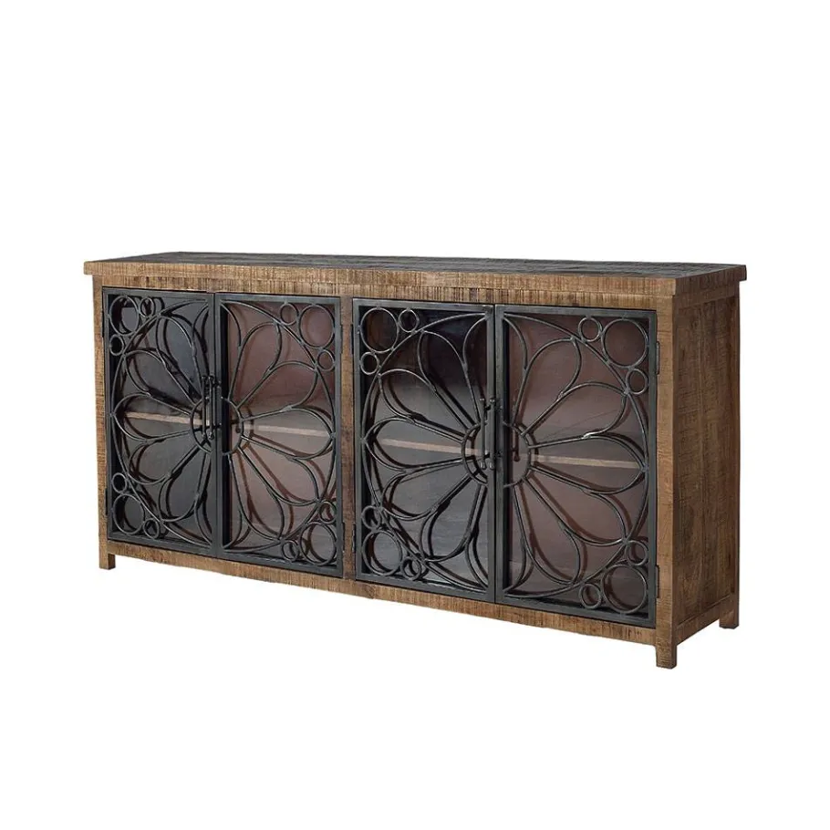 Discount Wohnen Design Sideboard mit vier Glas Metalltüren - Everton