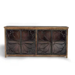 Discount Wohnen Design Sideboard mit vier Glas Metalltüren - Everton