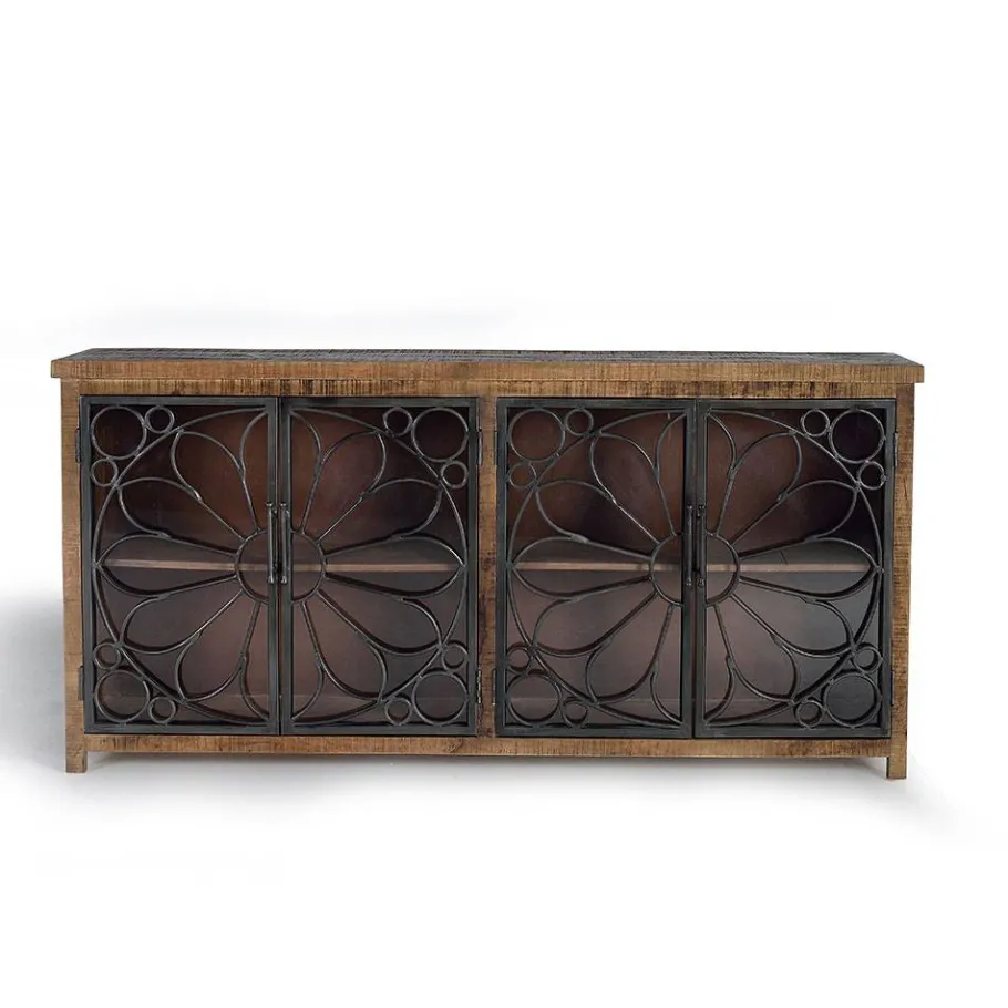 Discount Wohnen Design Sideboard mit vier Glas Metalltüren - Everton