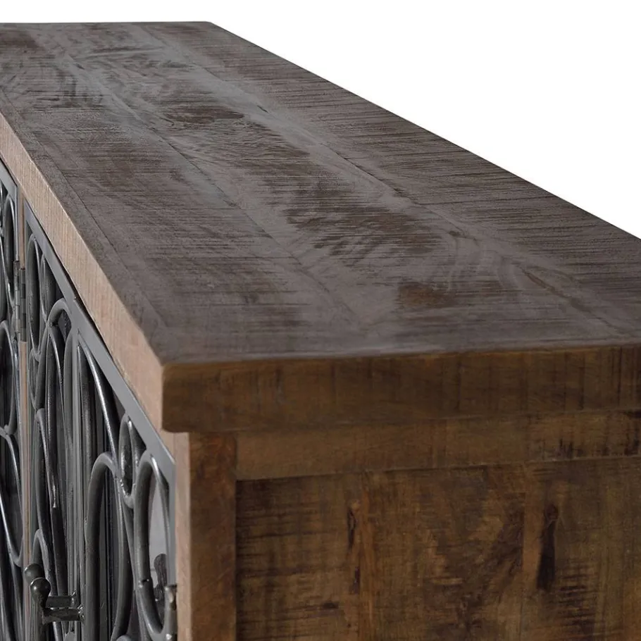 Discount Wohnen Design Sideboard mit vier Glas Metalltüren - Everton