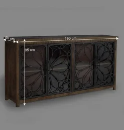 Discount Wohnen Design Sideboard mit vier Glas Metalltüren - Everton