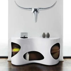 Clearance Wohnen Design Sideboard Regal in Weiß Hochglanz - Scarula