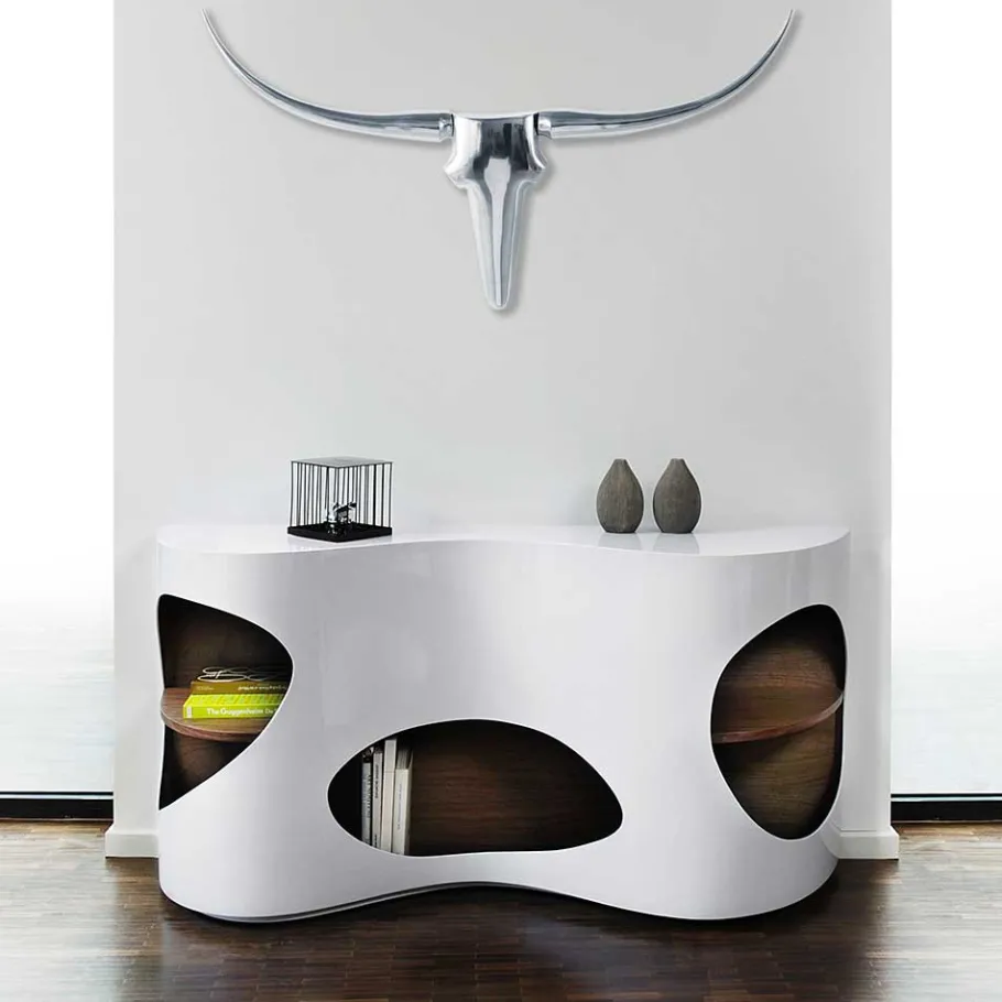 Clearance Wohnen Design Sideboard Regal in Weiß Hochglanz - Scarula