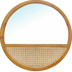 Discount Wohnen Design Spiegel aus Teak & Rattan - Vilrada