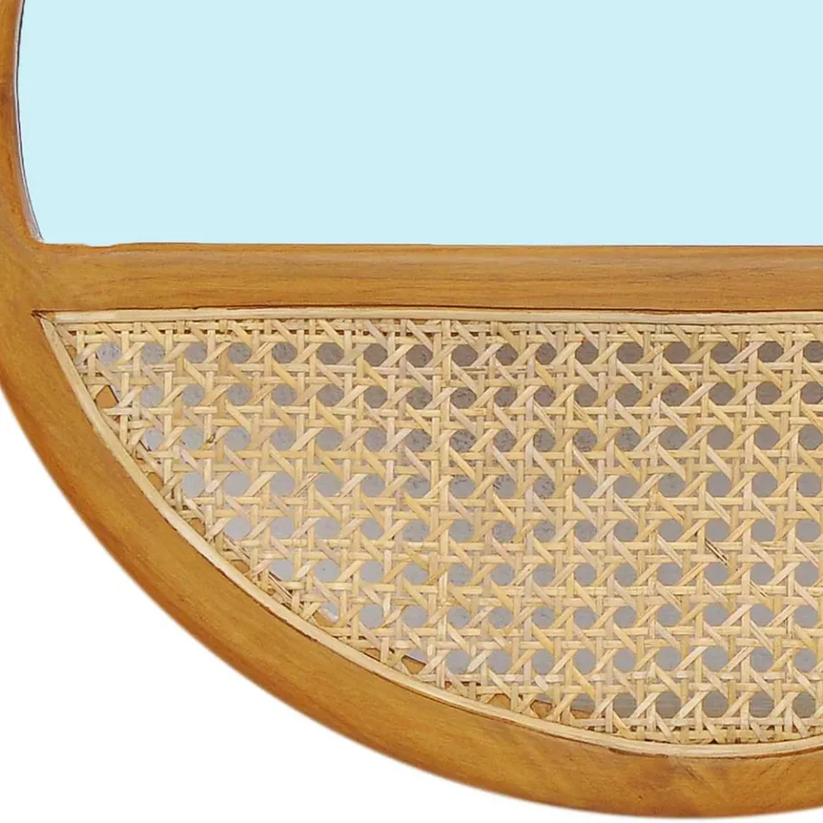 Discount Wohnen Design Spiegel aus Teak & Rattan - Vilrada