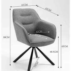 Clearance Wohnen Design Tischsessel drehbar in Grau - Fiorenca (2er Set)