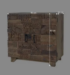 New Wohnen Design Türen-Kommode aus Mangoholz rustikal - Lacid