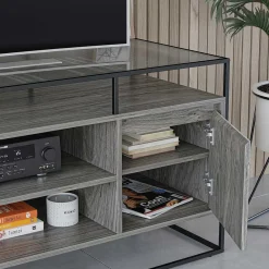 Outlet Wohnen Design TV Kommode in Eiche Grau - Midland