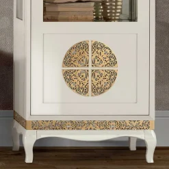 Discount Wohnen Design TV Wand in Weiß & Gold - Valganios (vierteilig)