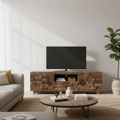 New Wohnen Design TV-Lowboard aus Mangoholz rustikal - Lacid