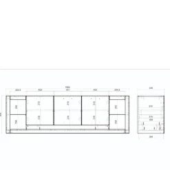 Online Wohnen Design TV-Lowboard mit vier offenen Fächern - Adejano