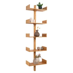 New Wohnen Design Wandregal aus Bambus in Natur - Rasfera