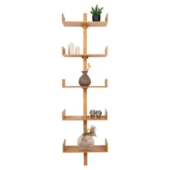 New Wohnen Design Wandregal aus Bambus in Natur - Rasfera