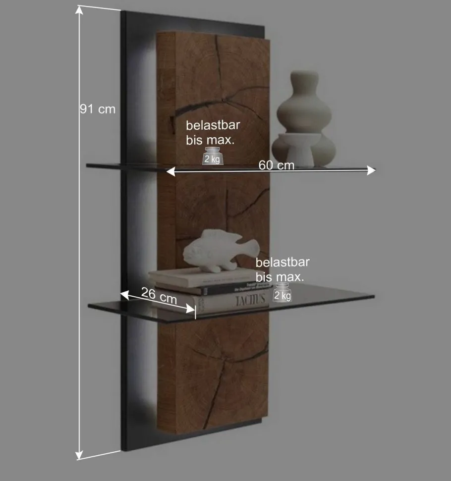 Best Wohnen Design Wandregal mit Beleuchtung - Drinidad
