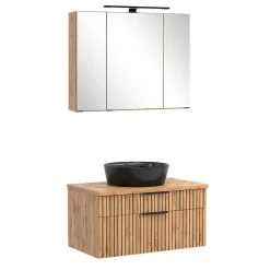 Hot Wohnen Design Waschtisch Set mit schwarzem Becken - Crystoga (zweiteilig)