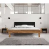 Discount Wohnen Design Wildeiche Bett & Nachttische - Olbysca (dreiteilig)