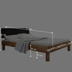 Discount Wohnen Design Wildeiche Bett & Nachttische - Olbysca (dreiteilig)