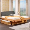 New Wohnen Design-Balkenbett mit Polsterkopfteil - Kalastania